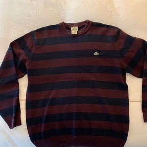 Lacoste Wool Crew Neck Sweater - Mens 6- Maroon, Navy